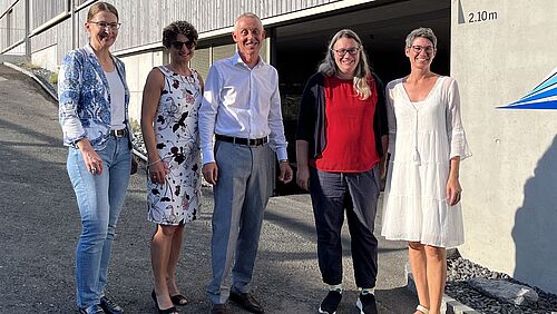 v.l.n.r.: Jutta Klein (Co-Leiterin XUND), Marina Volante (Mitglied Leitungsteam Pflege HF), Rolf Hug (Prorektor BBZP), Doris Brun (Co-Projektleiterin XUND), Karin Kuster (Co-Projektleiterin Kanton Schwyz)